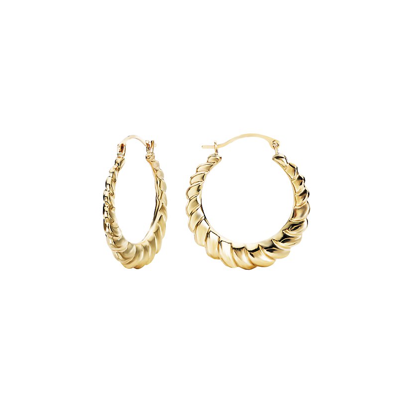Luxora 14K Yellow Gold Round Shrimp Hoop Earrings