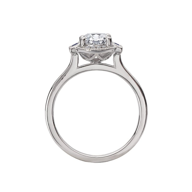 Orbelle Diamond and Sapphire Engagement Ring - 14K White Gold Semi-Mount