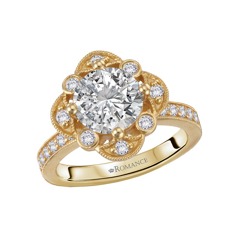Orbelle Flower Styled Semi-Mount Diamond Engagement Ring in 14K Yellow Gold