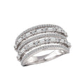 Luxora 5 Row 14K White Gold Round and Baguette Diamond Fashion Ring