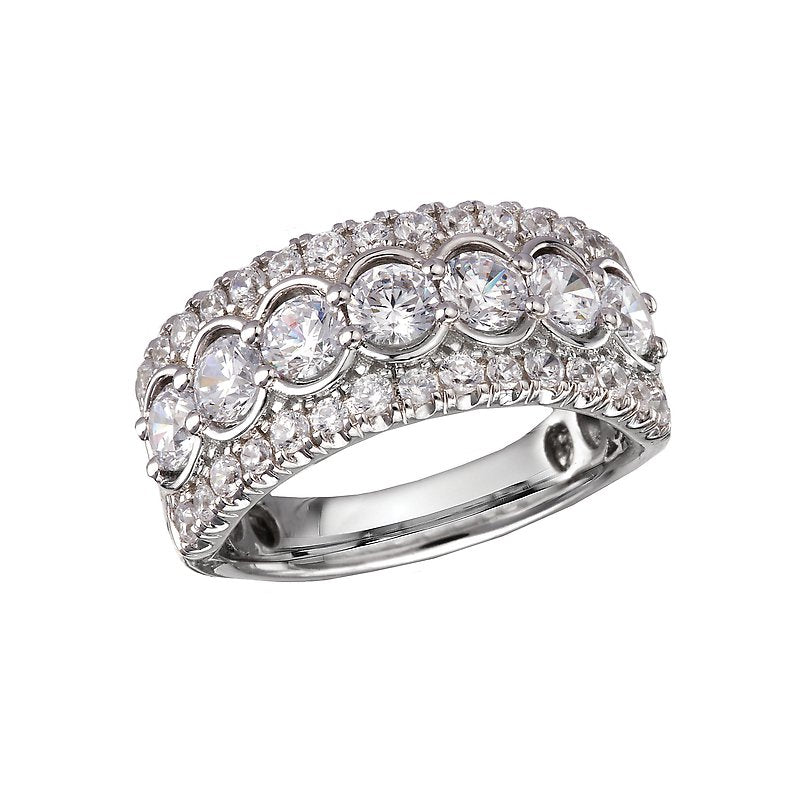 Luxora 14kt Gold Triple Row Diamond Ring - 2ctw Size 7