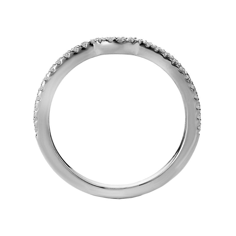 Orbelle 14K White Gold Curved Wedding Band with 1/7 Carat Round White Diamond