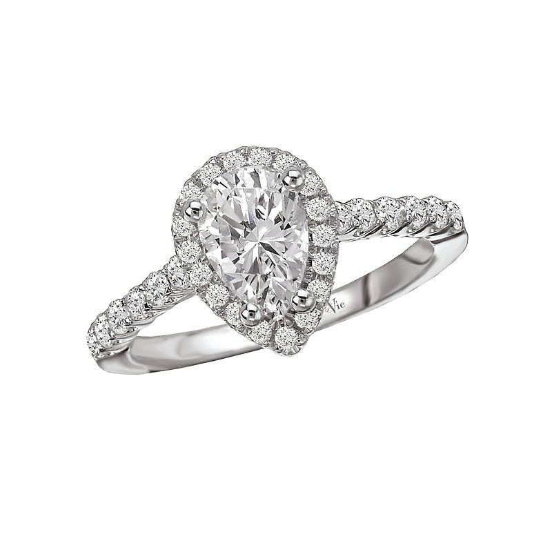 Glemera Petite Halo Semi-Mount Diamond Ring in 14K White Gold