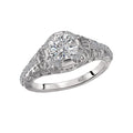 Glemera Vintage Diamond Engagement Semi-Mount Ring in 14K White Gold