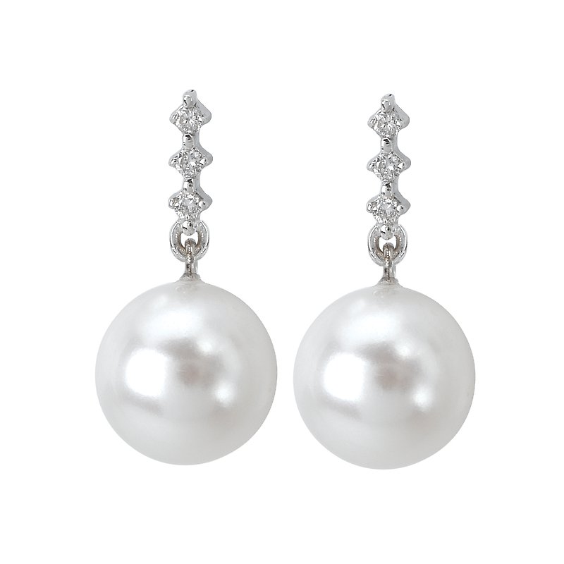 Luxora White Gold Freshwater Pearl Diamond Post Earrings