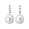 Luxora White Gold Freshwater Pearl Diamond Post Earrings