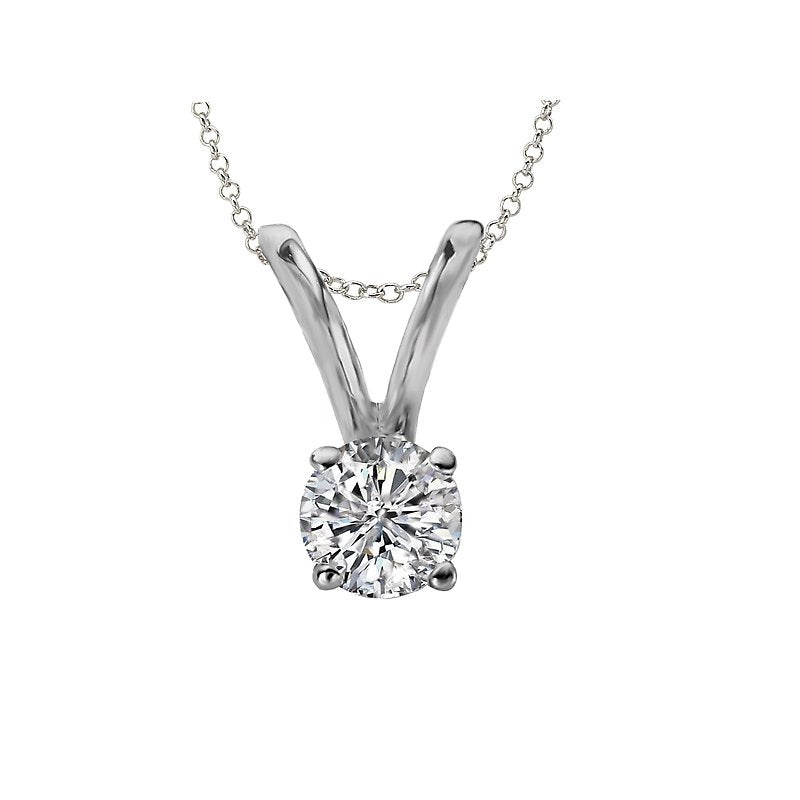 Aurenza Classics 14K White Gold Round Diamond Solitaire Pendant Necklace