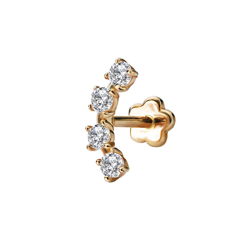 Luxora 14K Yellow Gold Cartilage Earring with Round Cubic Zirconia Stone
