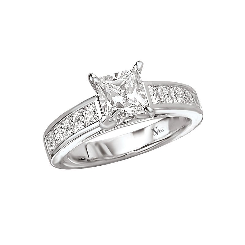 Glemera Bandora 14K White Gold Princess Cut Diamond Semi-Mount Ring