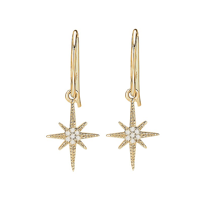Luxora 14k Yellow Gold Northern Star Diamond Dangle Earrings