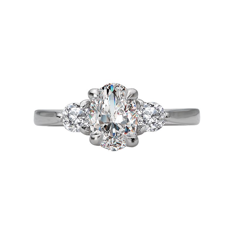 Orbelle 3-Stone Oval Lab Grown Diamond Semi Mount Ring in 14K White Gold