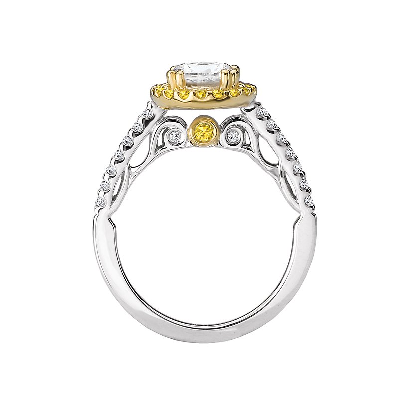 Orbelle Two Tone Halo Semi-Mount Diamond Ring in 18K White and Yellow Gold