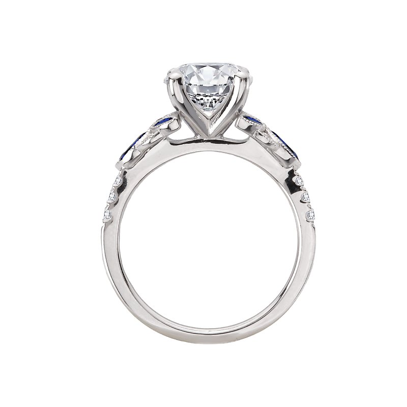 Orbelle Diamond and Sapphire Semi-Mount Engagement Ring in 14K White Gold