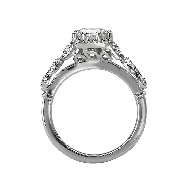 Glemera Vintage White Gold Diamond Ring Semi-Mount for 6.5mm Round Stone