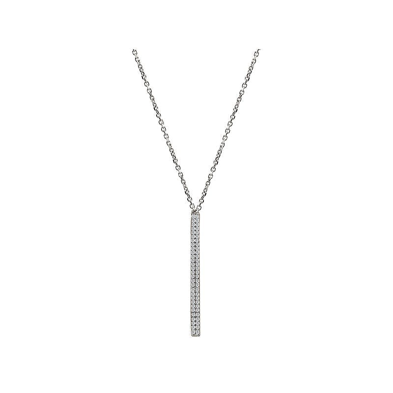 Luxora 14kt White Gold Diamond Bar Necklace - Adjustable Lariat Style