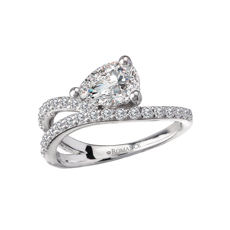 Orbelle 14K White Gold Diamond Wave Band Engagement Ring