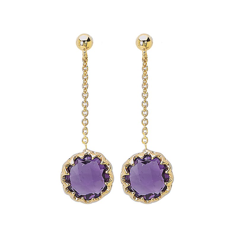 Chic Luxora Amethyst Gemstone Earrings in 14K Yellow Gold