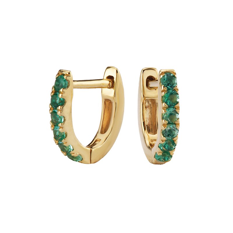 Luxora 14kt White Gold Emerald Gem Huggie Earrings