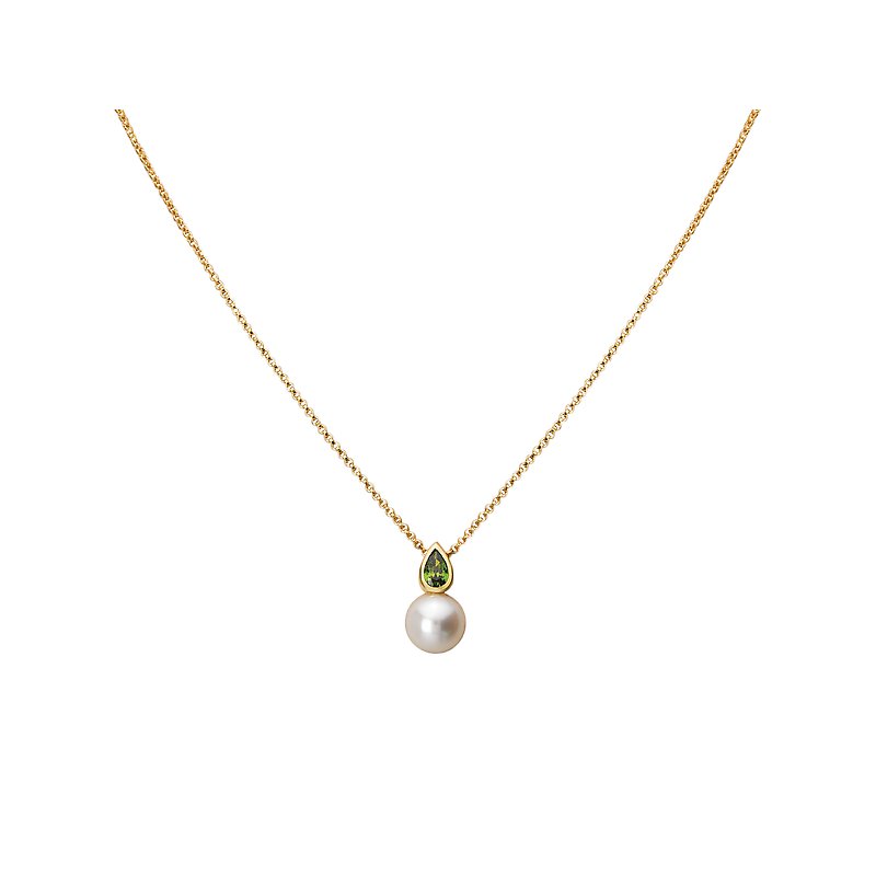 14kt Peridot and Pearl Necklace - Luxora Essential Collection