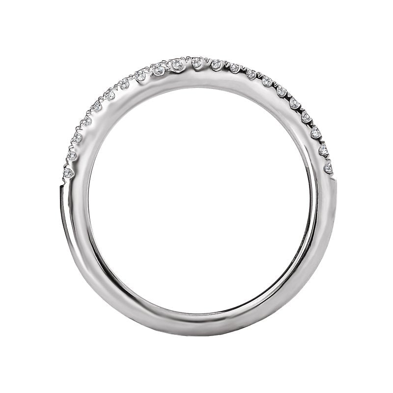 Glemera Curved Wedding Band in 14K White Gold with Round Diamond Accent