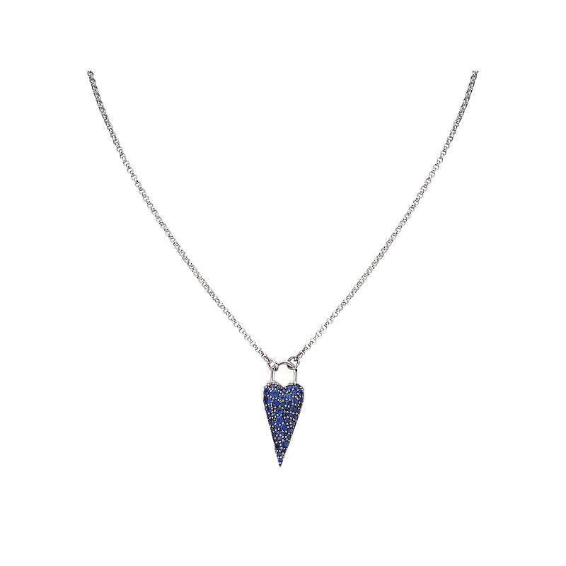 Luxora 14K White Gold Sapphire Heart Pendant Necklace