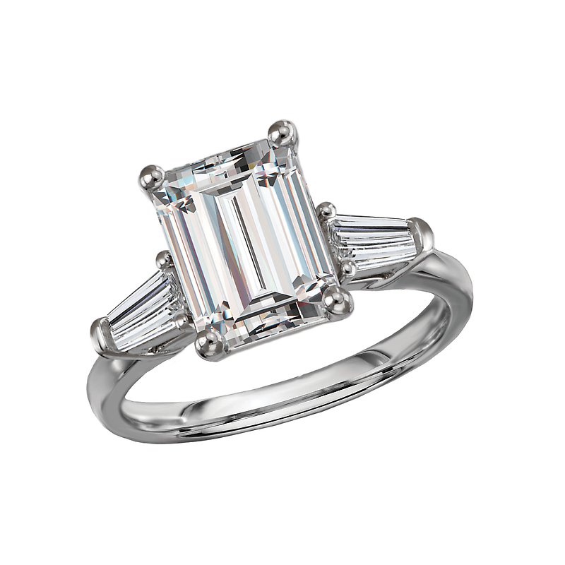 3-Stone 14K White Gold Lab Grown Diamond Engagement Ring