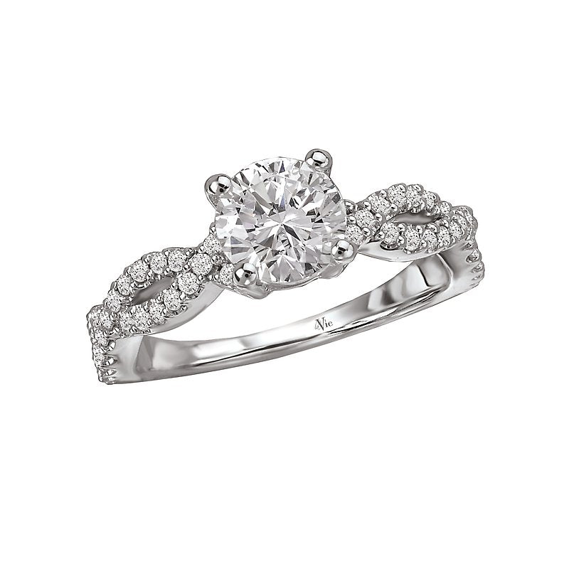 Glemera Bandora 14K White Gold Braided Diamond Engagement Semi-Mount Ring