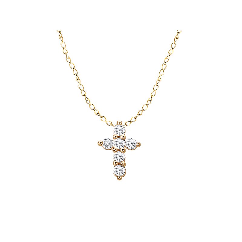 Luxora 14K Yellow Gold Diamond Cross Pendant - Round 1/8 ctw