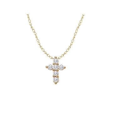 Luxora 14K Yellow Gold Diamond Cross Pendant - Round 1/8 ctw