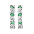 Luxora Diamond and Tsavorite Huggie Earrings in 14K White Gold