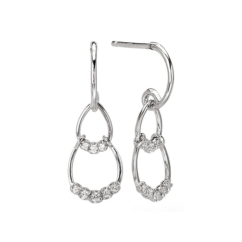 Luxora 14kt White Gold Double Loop Diamond Dangle Earrings