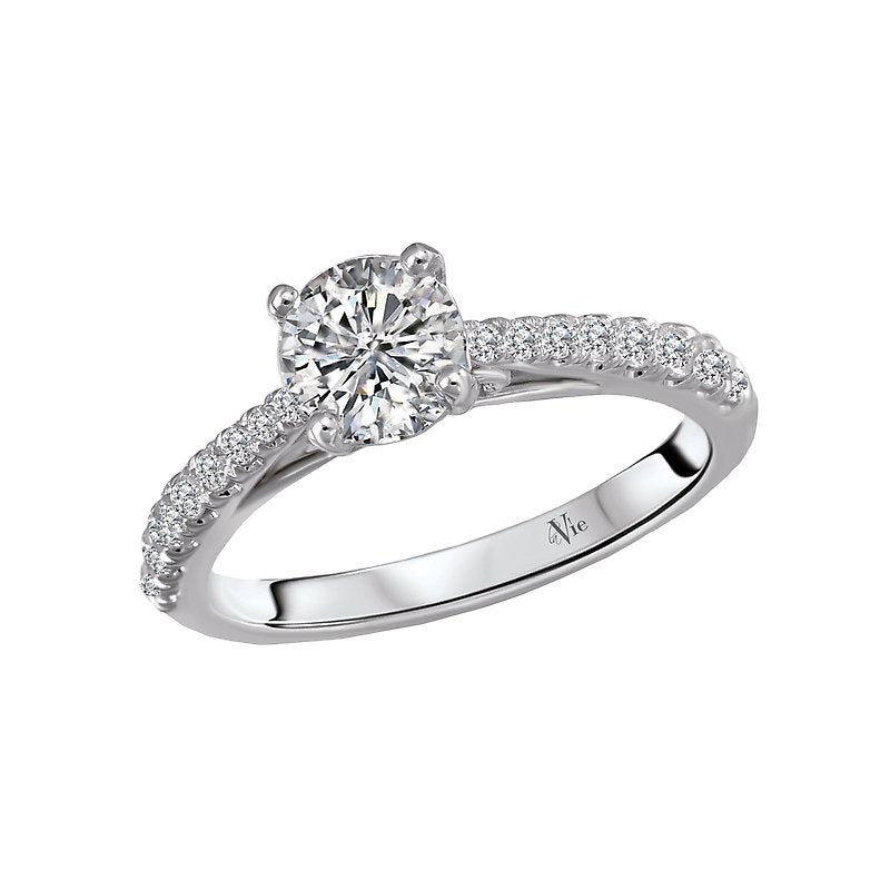 Glemera Graduated Diamond Engagement Ring in 14K White Gold