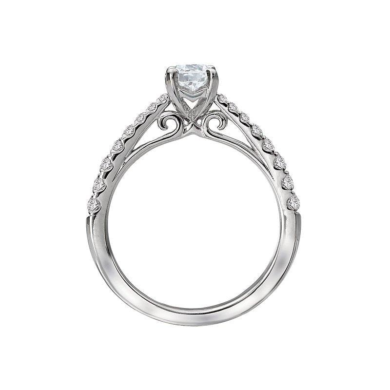 Glemera Bandora 14K White Gold Graduated Diamond Engagement Semi-Mount Ring