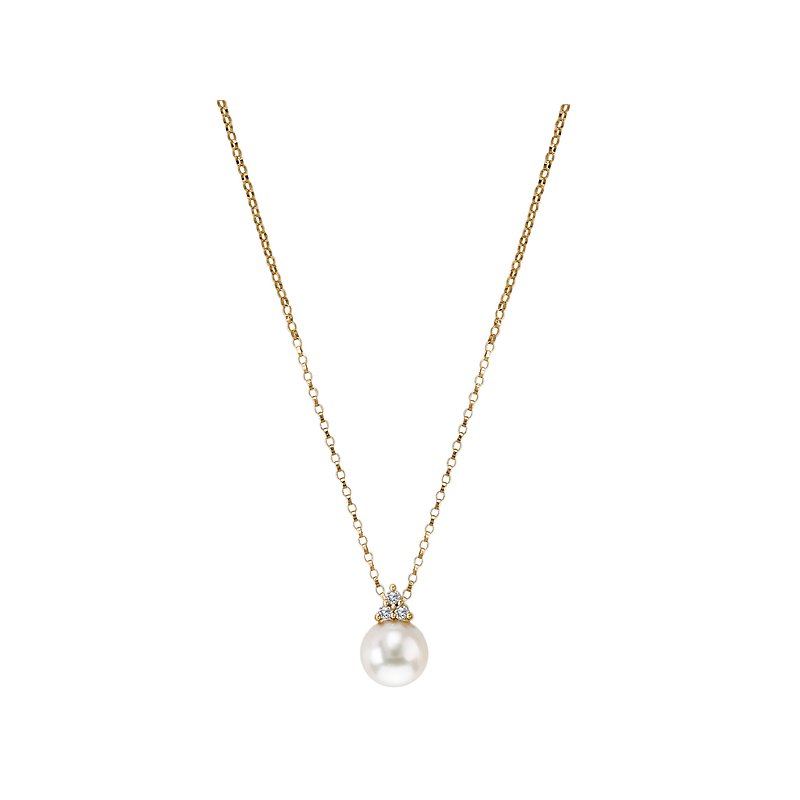 14kt Yellow Gold Diamond and Freshwater Pearl Necklace - Luxora Essential Collection