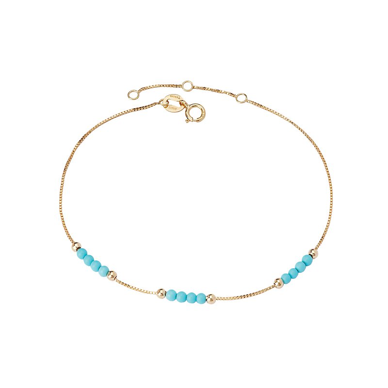 Luxora Italian 14kt Gold Turquoise Beaded Bracelet