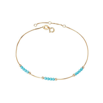 Luxora Italian 14kt Gold Turquoise Beaded Bracelet