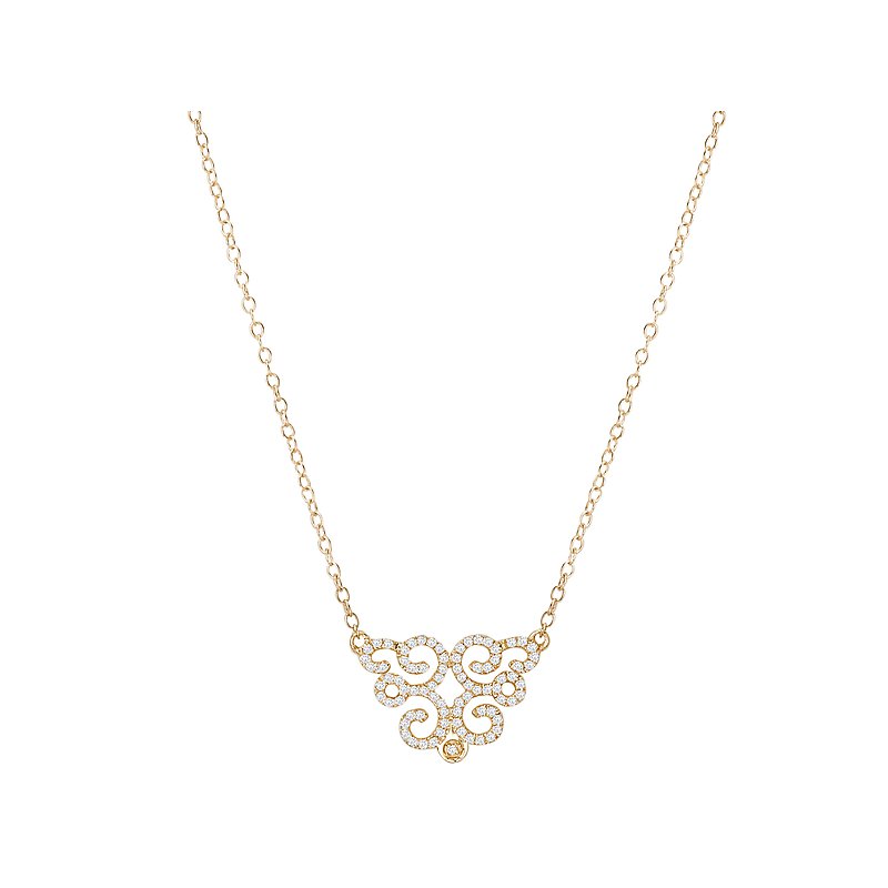 Luxora 14K Yellow Gold Diamond Swirl Necklace | Adjustable Cable Chain