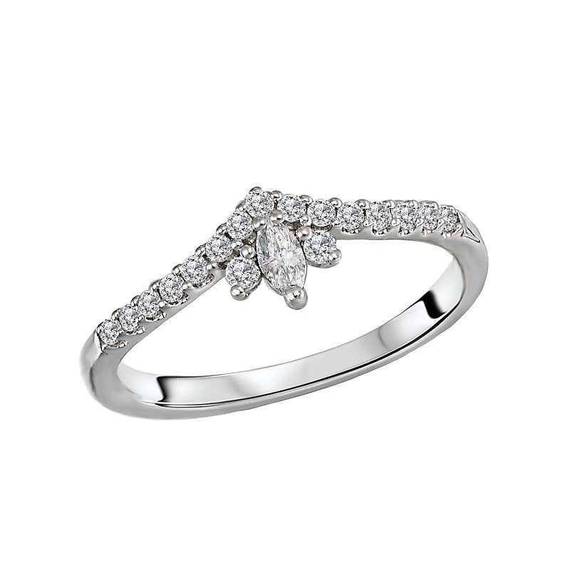 Luxora Diamond Nesting Wedding Band - 14K White Gold Marquise Cut
