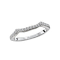 14K White Gold Curved Wedding Band with Round Diamond Accents