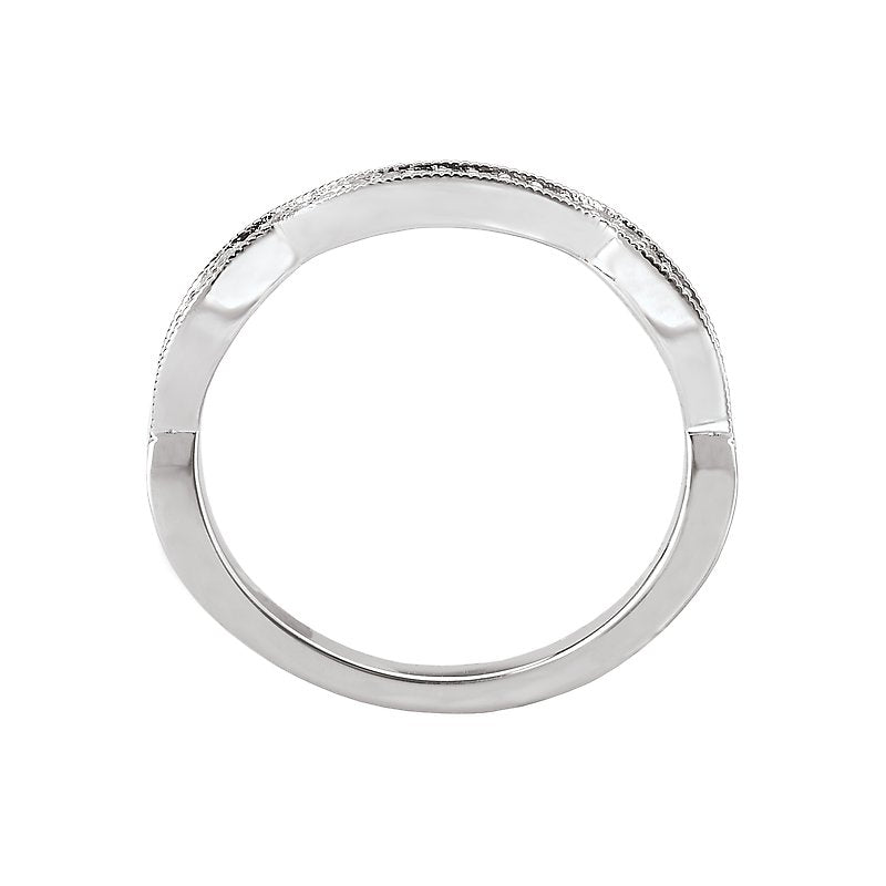 Orbelle Curved Wedding Band 14K White Gold with Scalloped Diamond Detail