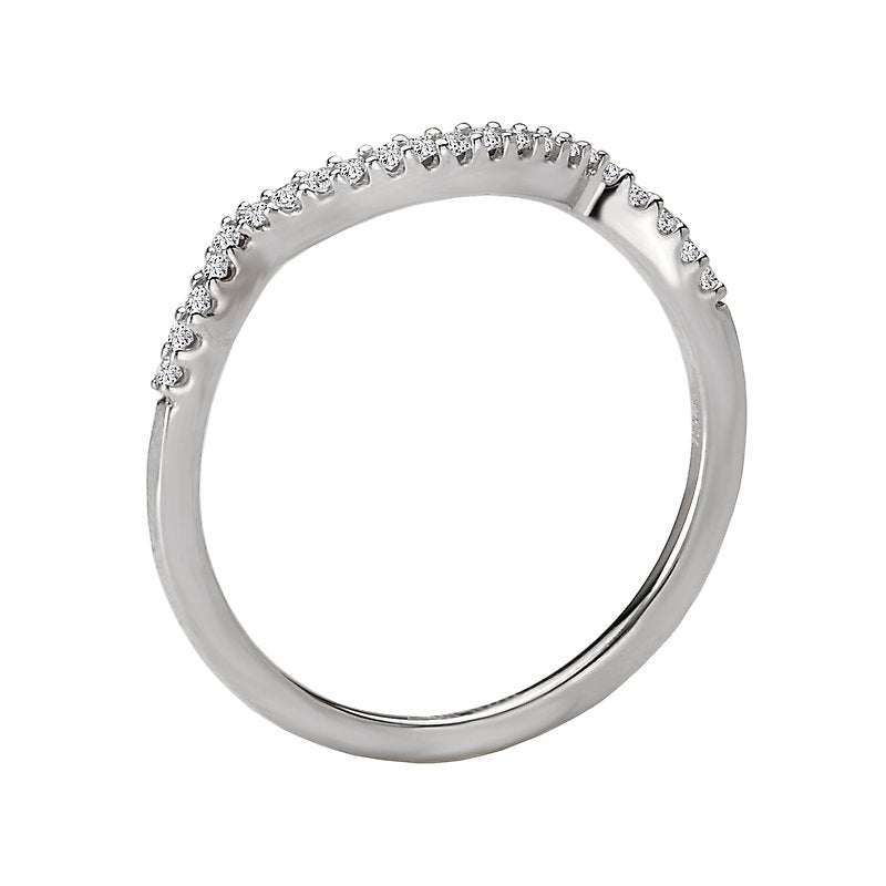 Orbelle Curved Wedding Band in 14K White Gold with Round Diamond (D .11 carat total weight)