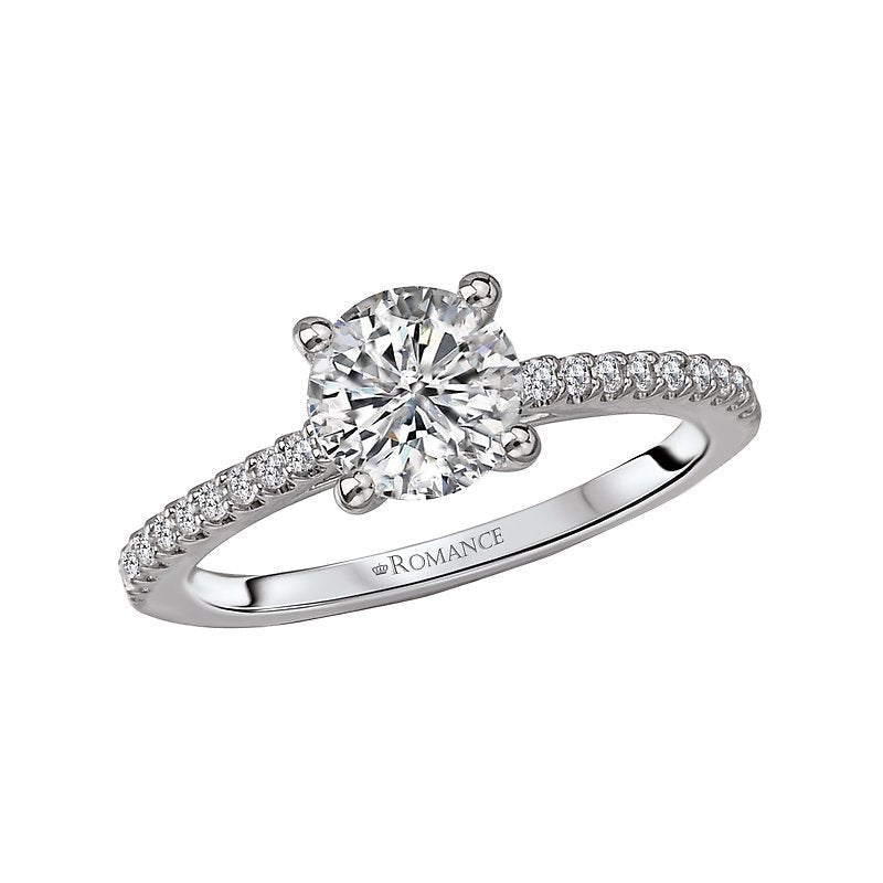 Bandora 14K White Gold Diamond Ring Semi-Mount for 6.5mm Round Center Stone