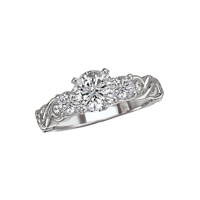 Glemera Swirl Diamond Engagement Semi-Mount Ring in 14K White Gold