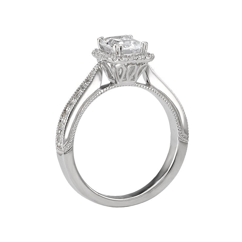 Orbelle 14K White Gold Halo Diamond Engagement Ring Semi-Mount
