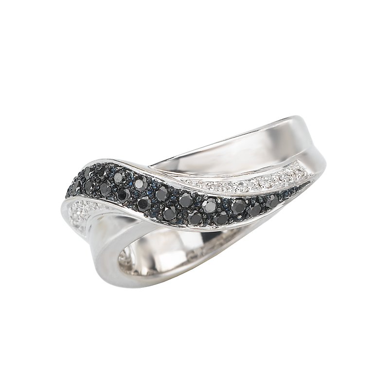 Chic 14K White Gold Round Diamond Swirl Fashion Ring