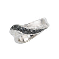 Chic 14K White Gold Round Diamond Swirl Fashion Ring