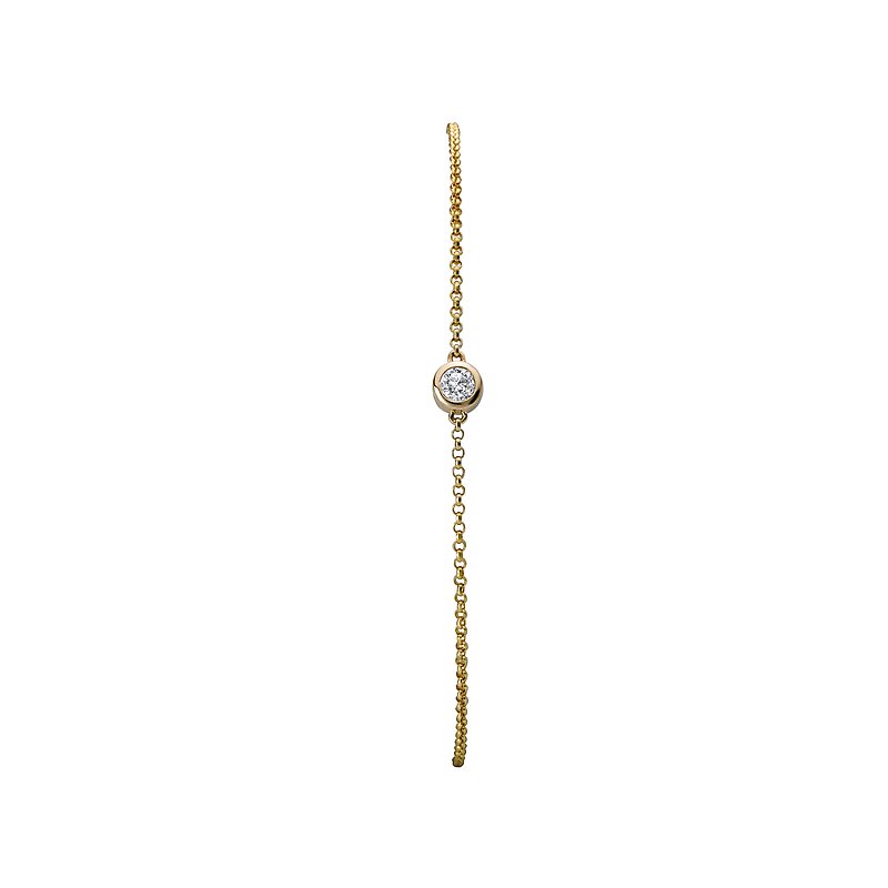 Luxora 14kt Yellow Gold Diamond Bezel Set Bracelet - Rollo Chain