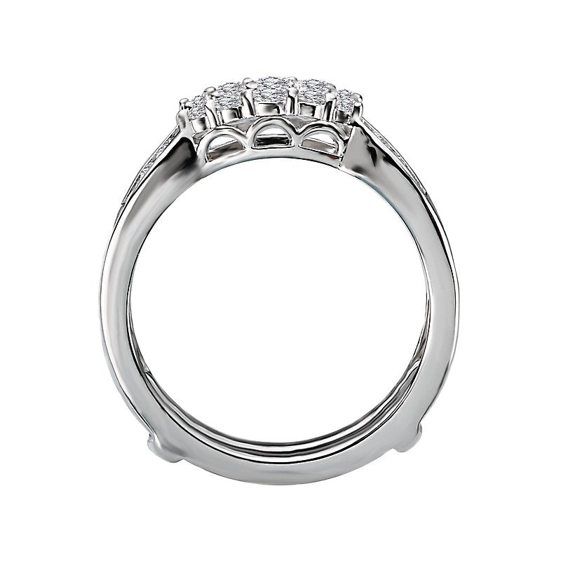 Glemera Diamond Wrap Guard Wedding Band in 14K White Gold with Round White Diamonds