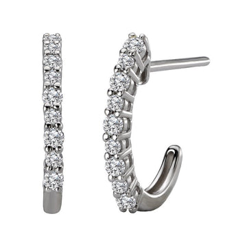 Luxora 14K White Gold Diamond Half Hoop Earrings