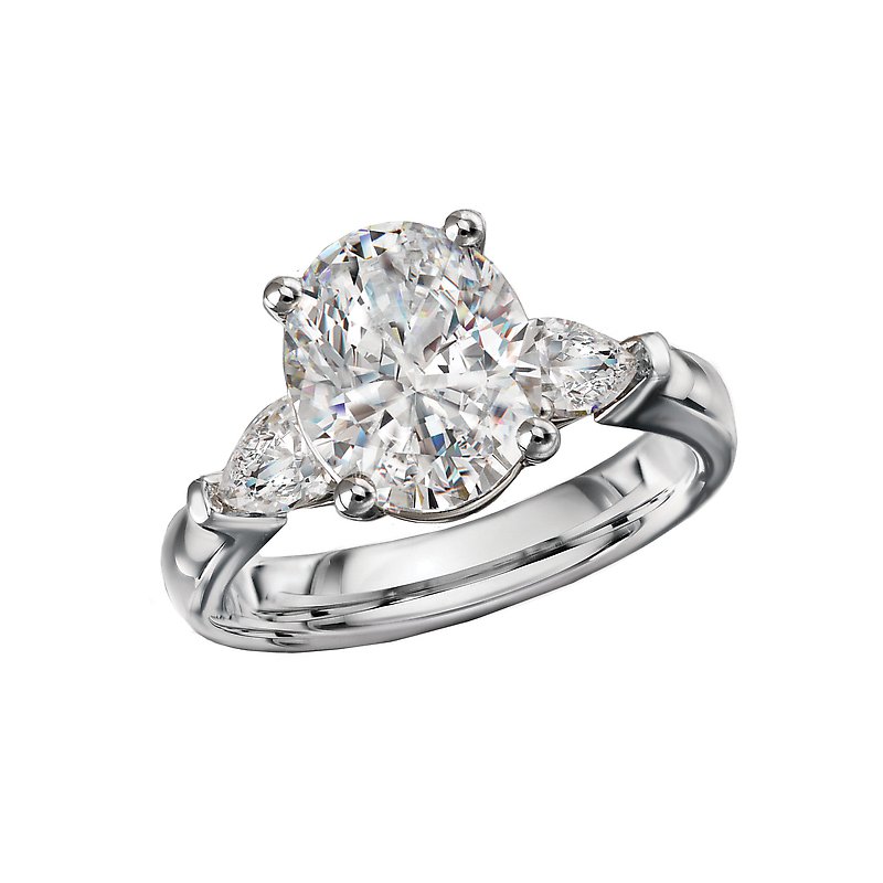 Chic 14K White Gold 3-Stone Lab Grown Diamond Engagement Ring